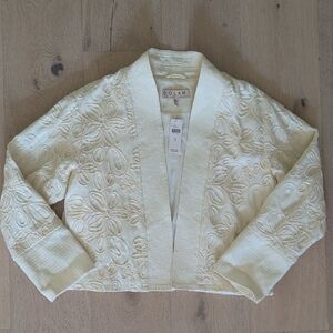 Dolan Cream Embroidered Oversized Bomber Jacket Size Medium